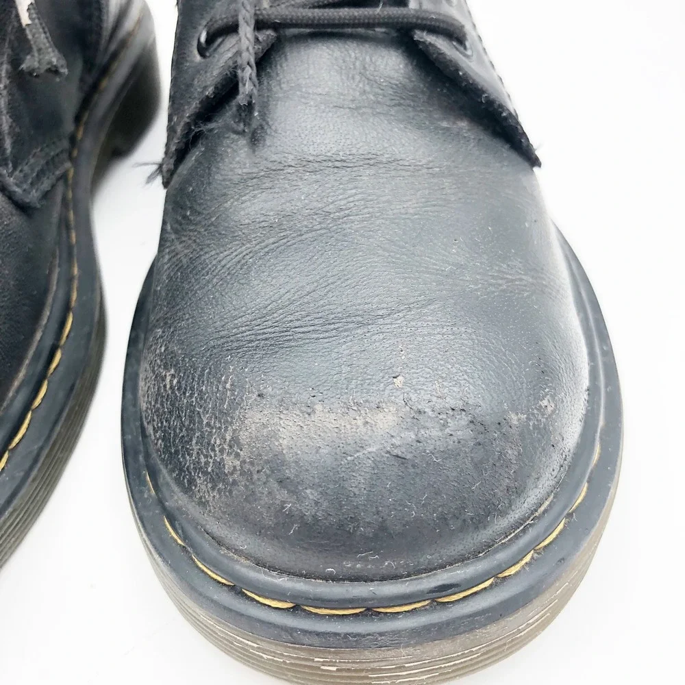 Dr. Martens Shoes Youth 3 1460 J Black Leather Lace Up Side Zip Combat Boots